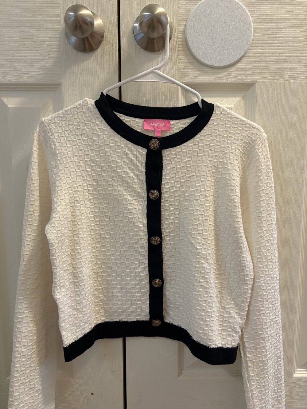 Edikted Mara contrast textured Cardigan with Black Trim